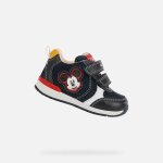 Baskets geox rishon bb - cuir - bleu - scratch - garon - enfant - plat - mickey mouse