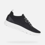 Basket geox spherica homme - geox - gris fonc - textile - lacets - compens