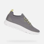 Basket geox spherica homme - geox - gris fonc - textile - lacets - compens