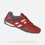 Baskets geox u snake k - rouge / gris - homme - cuir - lacets Baskets geox u snake k - rouge / gris - homme - cuir - lacets