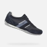 Basket - geox - u wells a - cuir velours - marine - lacets - homme