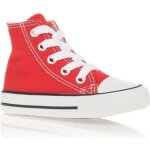 Basket haute - converse - toile mixte rouge - lacets blancs - tendance grand