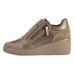 Baskets hautes - geox - femme - cuir - compens - taupe