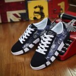 Baskets hommes canvas respirant - funmoon - bleu - lacets - plat