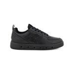 Baskets homme ecco - cuir noir - talon plat - lacets - blanc