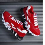 Baskets homme - fashion - sneakers breathable - rouge - textile - lacets