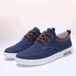 Baskets hommes funmoon - chaussures de skate canvas sport espadrilles - bleu - lacets