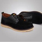 Baskets hommes - funmoon - cuir - noir - chaussures de skate résistantes à lusure Baskets hommes - funmoon - cuir - noir - chaussures de skate résistantes à lusure