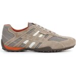 Baskets homme geox snake beige / orange fonc - cuir et textile - lacets plats - semelle intrieure amovible ...
