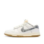Baskets homme nike dunk low - blanc / gris - chaussures basses - tige textile Baskets homme nike dunk low - blanc / gris - chaussures basses - tige textile