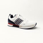 Basket homme pepe jeans blanc - style r�tro avec m�lange de textures - lacets plats