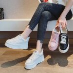 Baskets intrieures  semelle paisse de 8 cm pour femmes - ecelen - blanc - cuir - lacets - compens ...