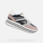 Baskets d kency - geox - femme - gris clair / violet clair - blanc - lacets - plat - synth�tique