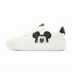 Basket  lacets desigual fancy mickey studs - femme - blanc / noir - effet us mickey mouse - plateforme ...