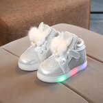Baskets lumineuses led oreilles de lapin pour filles - remycoo - cuir - argent