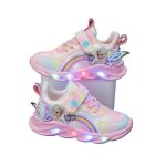 Baskets lumineuses reine des glaces pour enfants - vitata - semelle lumineuse  led - rose - surface ...