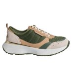 Baskets - michael kors - flynn - maille et cuir - semelle en caoutchouc - femme marron vert