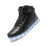 Baskets mixtes funmoon - chaussures lumineuses usb en cuir imperm�able - noir