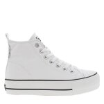 Baskets montantes - bk - femme - lacets plats - blanc