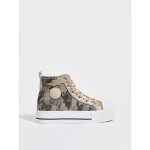 Basket montante cuir kaporal tattoo - kaki - femme - lacets