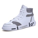 Baskets montantes en cuir et polaire pour hommes - vitata - gris - lacets - chaussures décontractées Baskets montantes en cuir et polaire pour hommes - vitata - gris - lacets - chaussures décontractées