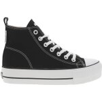 Baskets montantes en toile noire � doublure �cru et semelle plateforme