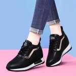 Basket montante femme - funmoon - mode feminine - cuir anti - drapant - noir - lacets