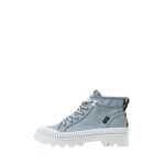 Baskets montantes femme pepe jeans ref 55560 533 bleu - pepe jeans - cuir - femme - plat - lacets