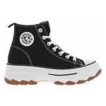 Baskets montantes femme refresh noir - lacets - plateforme - dessus textile