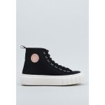 Basket montante femme - victoria - abril botin lona reciclada - noir - lacets plats