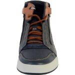 Basket montante geox garons j perth b. d - synt + wax. lea - navy / lt brown