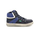 Baskets - kickers - lowell - bleu blanc marine - enfant - tige synthtique