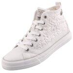Baskets montantes mustang pour femmes - blanc - textile - lacets