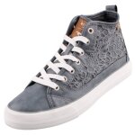 Baskets montantes mustang pour femmes - bleu - similicuir et textile - look attrayant