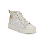 Baskets montantes paillettes - michael kors - enfant - blanc - synthtique - lacets
