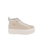 Basket montante plateforme iron mid side shaun blanc - no name - femme - plateau - lacets - textile