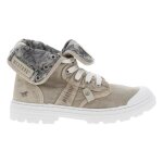 Baskets montantes talon dcroch moyen mustang - femme - beige - lacets - textile