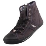 Baskets montantes en toile pour femmes - mustang - gris - zip - plat - femme - canvas - adulte