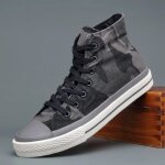 Baskets montantes en toile pour hommes - ay - chaussures de tennis � lacets - gris