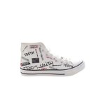 Baskets montantes toile  logos - teddy smith - blanc - mixte - plat - textile - adulte - lacets