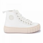 Basket montante en toile - victoria - 1270100 kaki - femme - lacets - blanc - textile