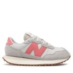 Basket new balance 237 cadet - gs237pk - fille - cuir - lacets - blanc
