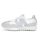 Basket new balance 327 - femme - blanc - tige en nylon et cuir suède - logo n sur le côté Basket new balance 327 - femme - blanc - tige en nylon et cuir suède - logo n sur le côté