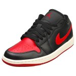 Baskets - nike - air jordan 1 low - femme - noir rouge - cuir et synthetique - lacets - 40. 5 eu