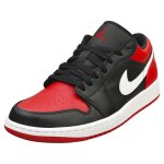 Baskets - nike - air jordan 1 low - homme - noir rouge - cuir et synthetique - lacets