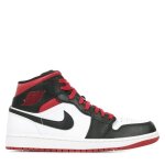 Baskets nike air jordan 1 mid - homme - blanc - lacets - cuir