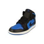 Baskets nike air jordan 1 mid homme - cuir bleu - lacets