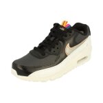 Baskets nike air max 90 ltr se gs - enfant - noir - cuir - lacets - plat