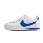 Basket nike classic cortez - autrement - homme et femme - cuir - lacets - plat - blanc bleu