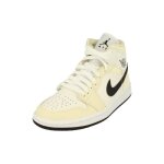 Baskets nike femme air jordan 1 mid - beige - cuir - lacets - plat Baskets nike femme air jordan 1 mid - beige - cuir - lacets - plat